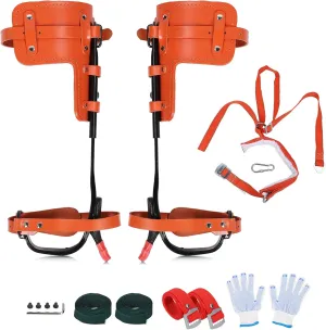 Tree Climbing Spikes, Tree Climbing Spikes with 45 Steel Forging, Height Adjustable Tree Climbing Tool Set with Cowhide Leather, for Tree Work, Logging, Tree surgen, Hunting