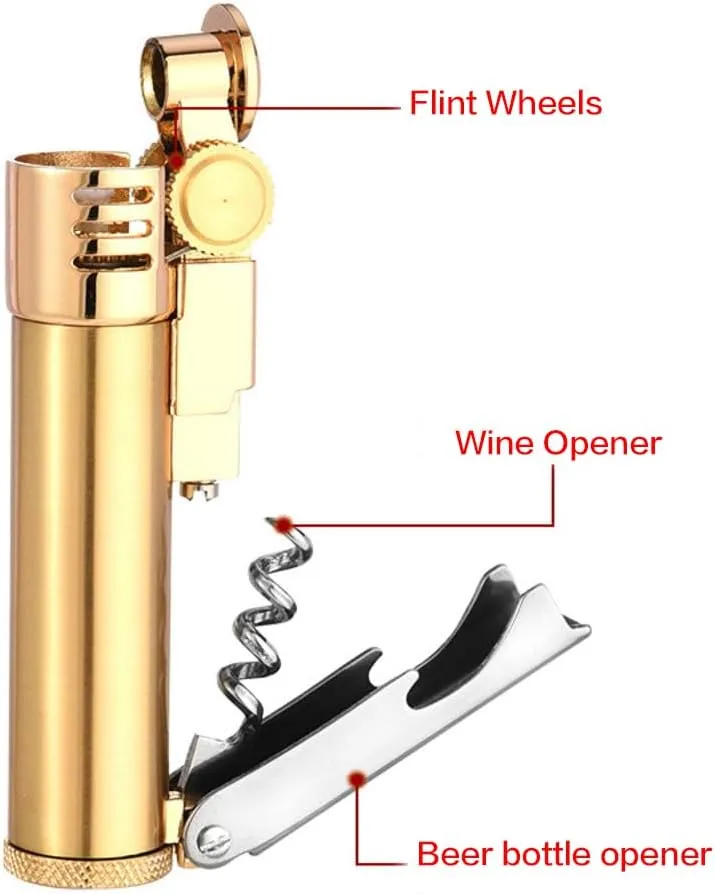 Trench Lighter Retro Brass Lighter Multifunctional Old-Fashioned Lighter Windproof Lighter Used for Collection/Gift/Decoration/Gift (Brassy)