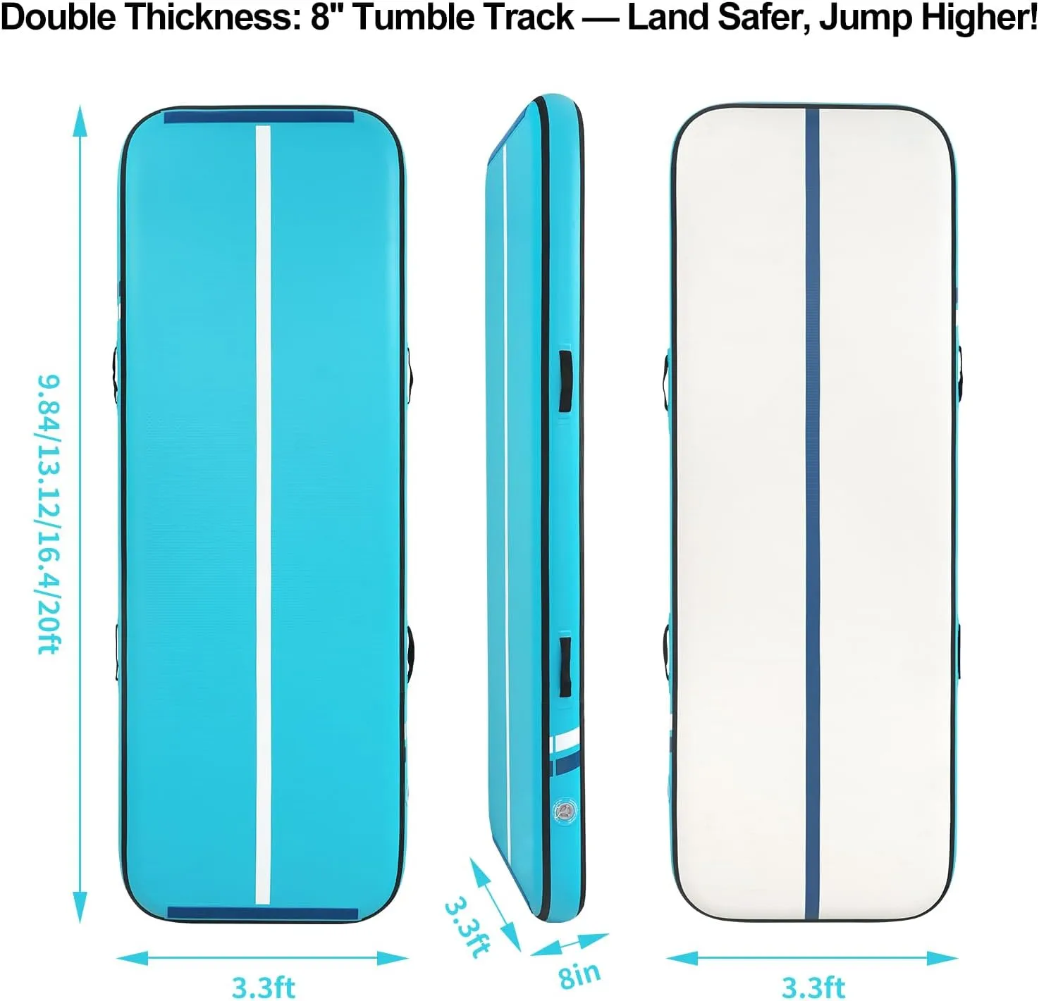 Tumble Track, Inflatable Tumbling Mat,Tumble Track Mats for Gymnastics, and Tumble Track with 8 Inches Thickness for Home, Training, Cheerleading, Yoga, Water with Pump