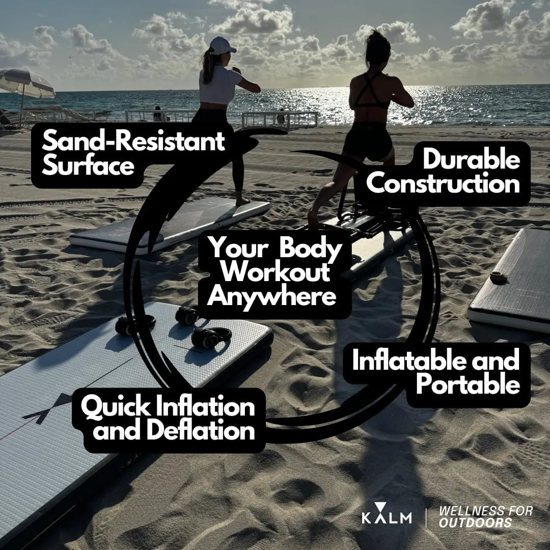 Tumble Track Mat for Beach Yoga, Outdoor Gymnastics | Inflatable and Portable Air Tumbling Mat | Outdoor Fitness Mat Sand Free Board Workout Equipment | Yoga on the Beach Exercise Air Mat