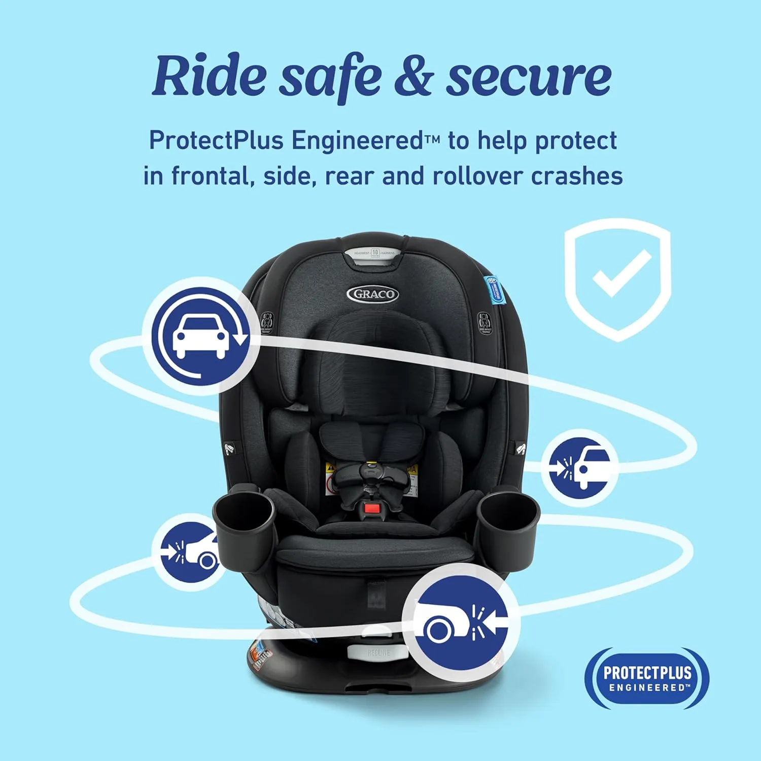 Turn2Me 3-in-1 Convertible Car Seat, Manchester, Featuring Headrest and Harness Adjust, Easy Installation and Steel Reinforced Frame