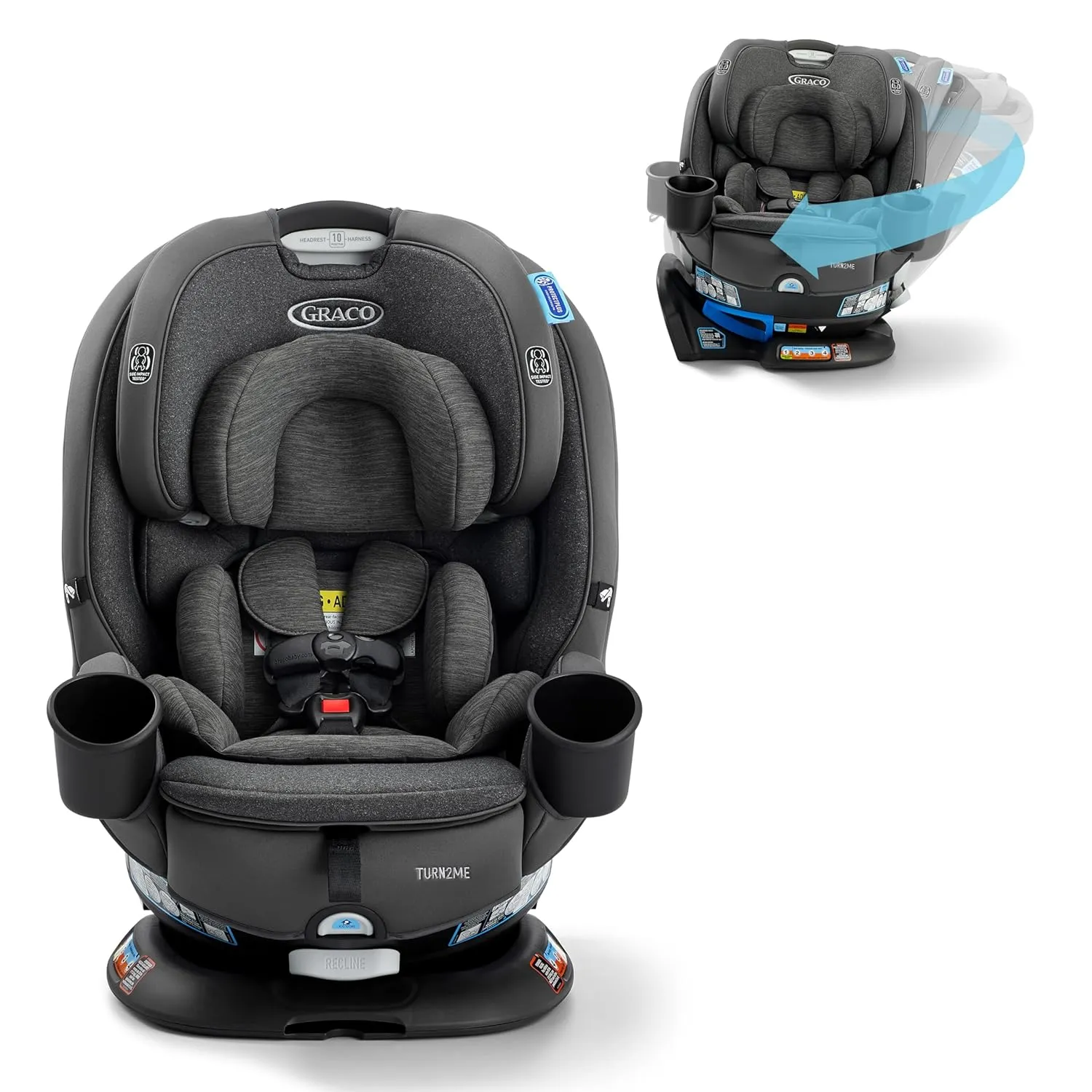 Turn2Me 3-in-1 Convertible Car Seat, Manchester, Featuring Headrest and Harness Adjust, Easy Installation and Steel Reinforced Frame