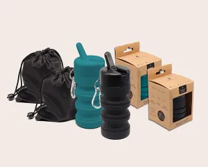 TUSHY Travel Bidet: Collapsible & Expandable for Discreet Portability | Refreshing Clean for Camping, Outdoors & Travel (Peri Bottle for Postpartum Care, Helps with Hemorrhoid Relief), Black & Teal