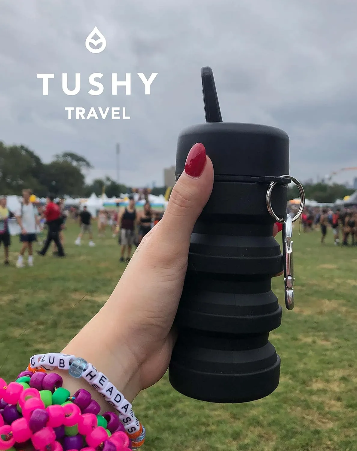 TUSHY Travel Bidet: Collapsible & Expandable for Discreet Portability | Refreshing Clean for Camping, Outdoors & Travel (Peri Bottle for Postpartum Care, Helps with Hemorrhoid Relief), Got2Go Onyx
