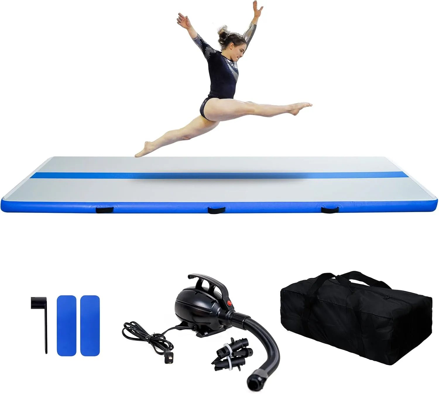 Tuxedo Sailor Inflatable Gymnastics Tumbling Mat Tumble Track 10/13ft 4/6in Thickness Floor Mat With Electric Air Pump for Gymnastics/Training/Home/Cheerleading/Water/Gym/Yoga