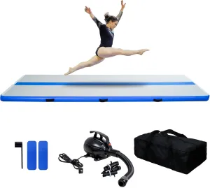 Tuxedo Sailor Inflatable Gymnastics Tumbling Mat Tumble Track 10/13ft 4/6in Thickness Floor Mat With Electric Air Pump for Gymnastics/Training/Home/Cheerleading/Water/Gym/Yoga