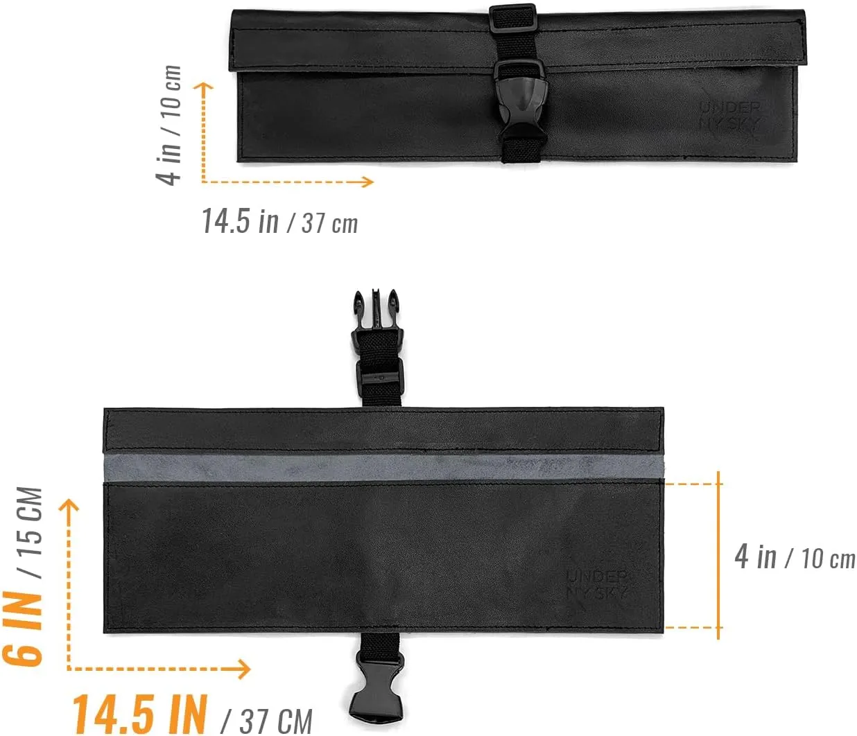 Under NY Sky Genuine Leather Knife Roll Case - 1 Slot - Real Leather Pouch - Portable Bag for Cooking Tools, Utensils, Cutlery Knives, Brushes - Chefs, Kitchen, Travel, Gift - Black L