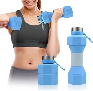 Upgrade Dumbbell Shaped Water Bottle, 651ml Large Capacity Collapsible Weight Water Bottles Dumbbell For Gym, Yoga, Running, Cycling, Fitness Creative Outdoor Portable Water Cup
