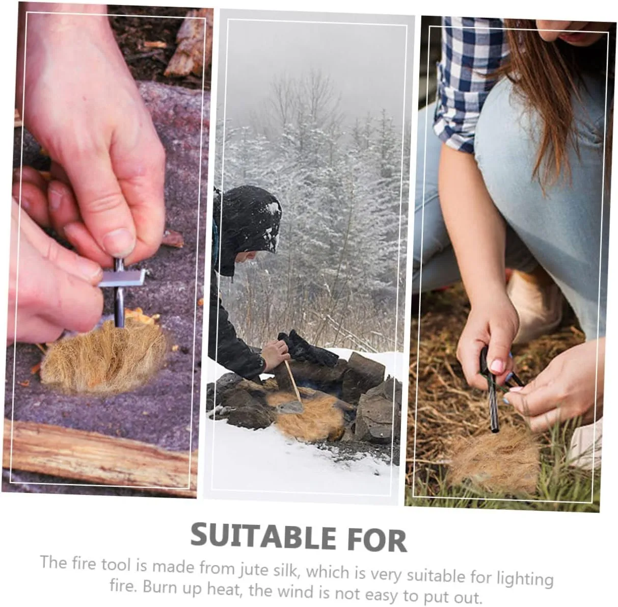 UPKOCH 5sets Professional Jute Fire Starters Durable Flame Starting Tools for Camping BBQ Outdoor Activities Weather Resistant Fire Accessories for Instant Combustion 3pcs*5