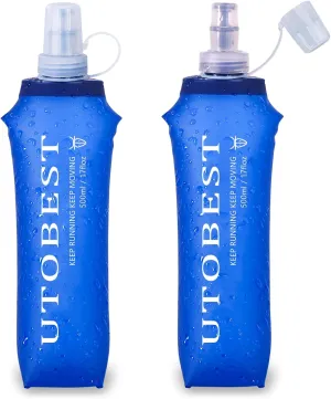 UTOBEST Running Vest 5L Black Vest Only with Soft Flask 500ml 2 Pack
