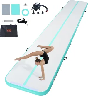 VEVOR Gymnastics Air Mat, Inflatable Track with Electric Pump, Training Mats for Home Use/Gym/Yoga/Cheerleading/Beach/Park/Water