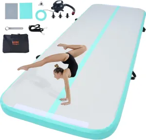 VEVOR Gymnastics Air Mat, Inflatable Track with Electric Pump, Training Mats for Home Use/Gym/Yoga/Cheerleading/Beach/Park/Water