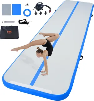 VEVOR Gymnastics Air Mat, Inflatable Track with Electric Pump, Training Mats for Home Use/Gym/Yoga/Cheerleading/Beach/Park/Water