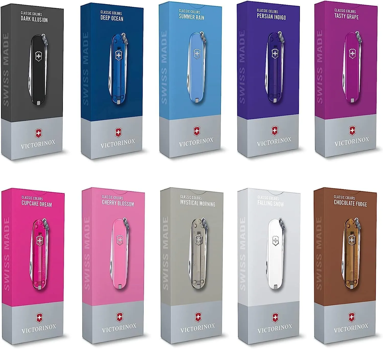Victorinox Classic SD Swiss Army Knife, Compact, 7 Functions, Swiss Made Pocket Knife with Small Blade, Screwdriver and Key Ring - Deep Ocean (Translucent Blue)