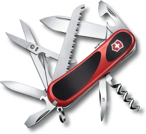 Victorinox Evolution S17 Grip Swiss Army Knife, 15 Functions, Swiss Made Pocket Knife with Large Blade, Screwdriver and Lock Blade - Red/Black