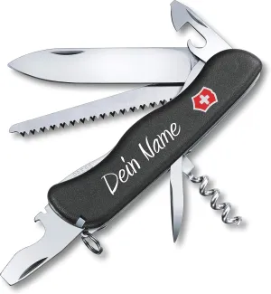 Victorinox Forester Pocket Knife with Wish Print on the Scale I Gift for Men Women I for Birthday I Swiss Army Knife Personalised with 12 Functions 0.8363 (Black)