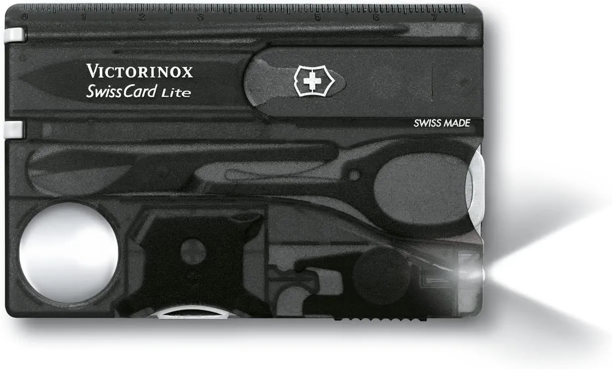 Victorinox Swiss Pocket Knife, Swiss Card Lite, 13 Functions, Multi Tool with Blade, Screwdriver 5 mm, Scissors, Black