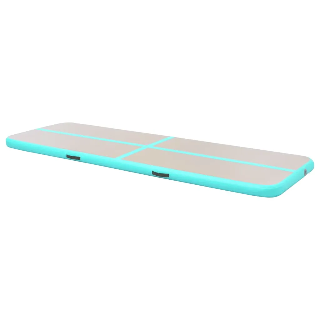 vidaXL Inflatable Gymnastics Mat with Pump 800x100x10 cm PVC Green
