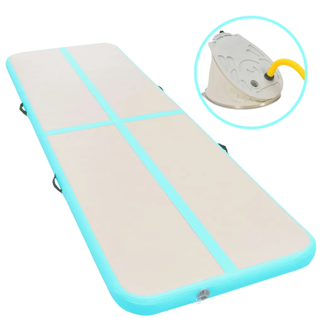 vidaXL Inflatable Gymnastics Mat with Pump 800x100x10 cm PVC Green