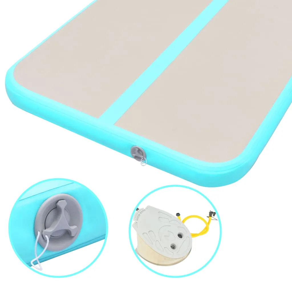 vidaXL Inflatable Gymnastics Mat with Pump 800x100x10 cm PVC Green
