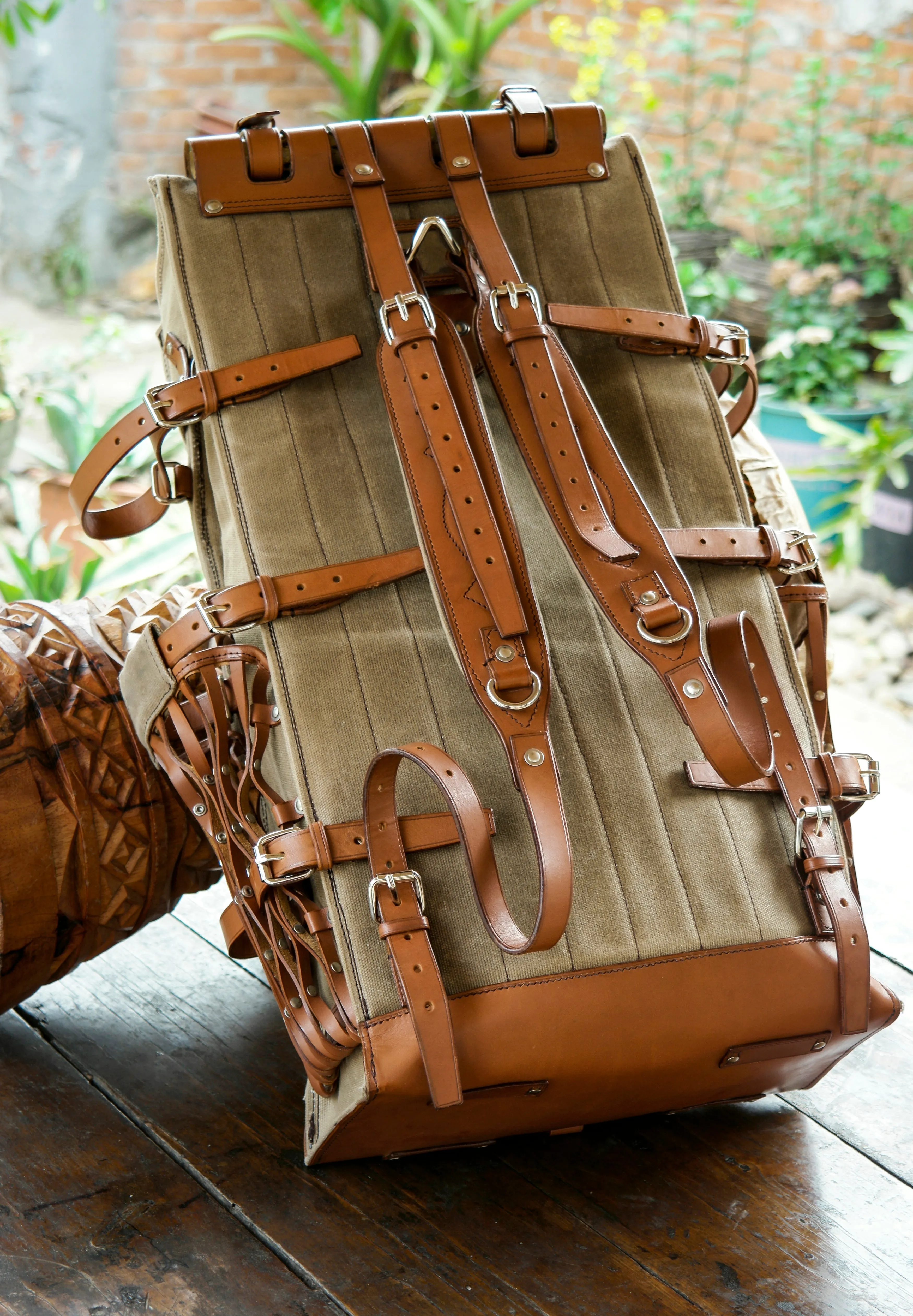 Vintage Oil Wax Canvas Backpack - Vintage Backpacks Waxed Canvas Backpack  Travel, Camping, Hiking
