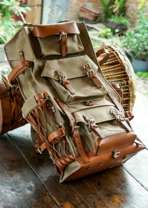 Vintage Oil Wax Canvas Backpack - Vintage Backpacks Waxed Canvas Backpack  Travel, Camping, Hiking