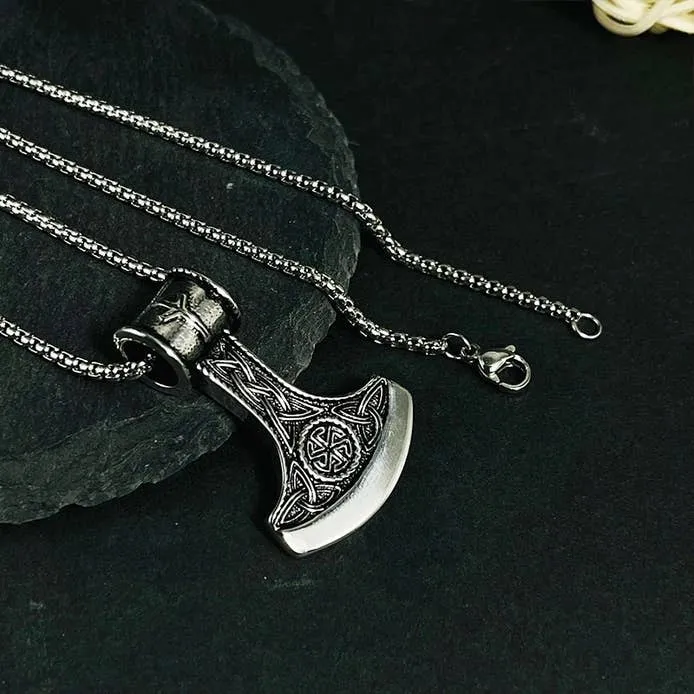 Vintage Viking Mythology Axe Pendant Necklace