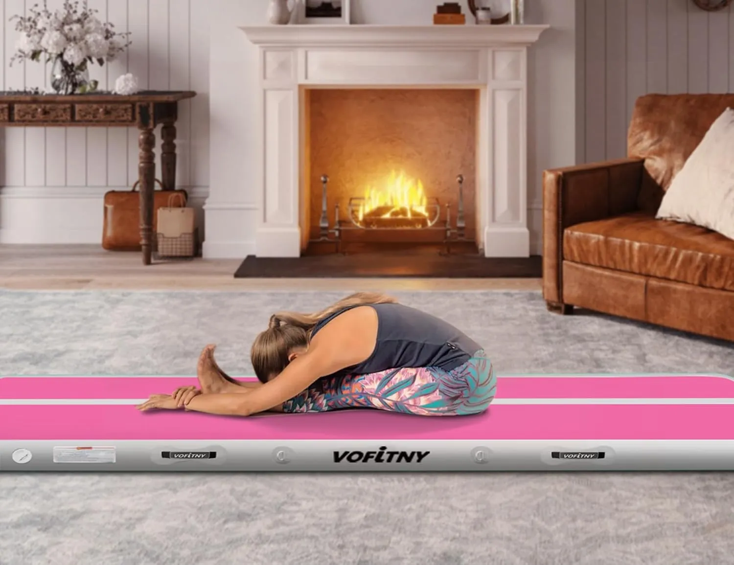 VOFiTNY All Purpose Gymnastics Mat 6.6/10/13/16/20 ft Sturdy Inflatable Tumble Track for Home/Gym