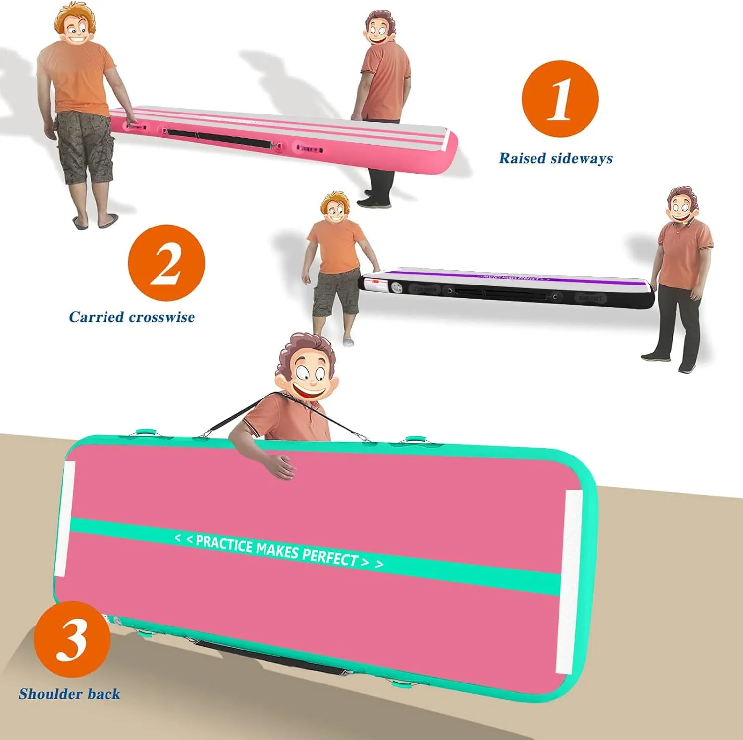 VOFiTNY All Purpose Gymnastics Mat 6.6/10/13/16/20 ft Sturdy Inflatable Tumble Track for Home/Gym