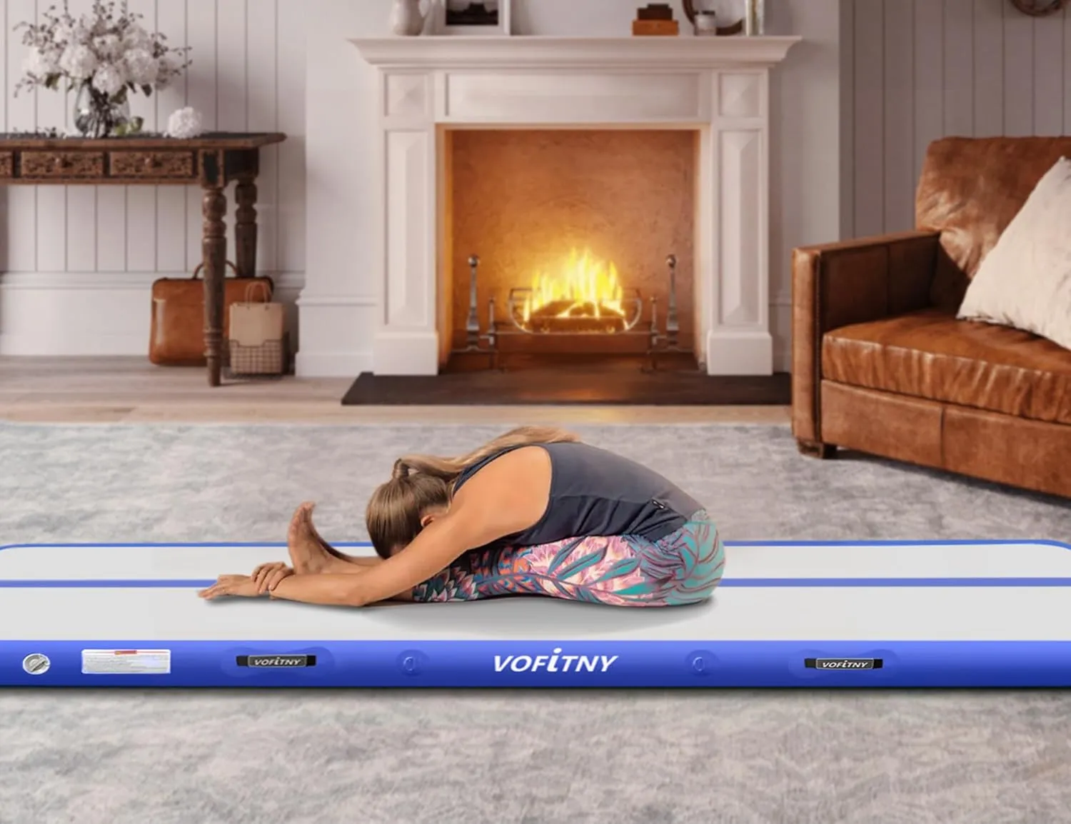 VOFiTNY All Purpose Gymnastics Mat 6.6/10/13/16/20 ft Sturdy Inflatable Tumble Track for Home/Gym