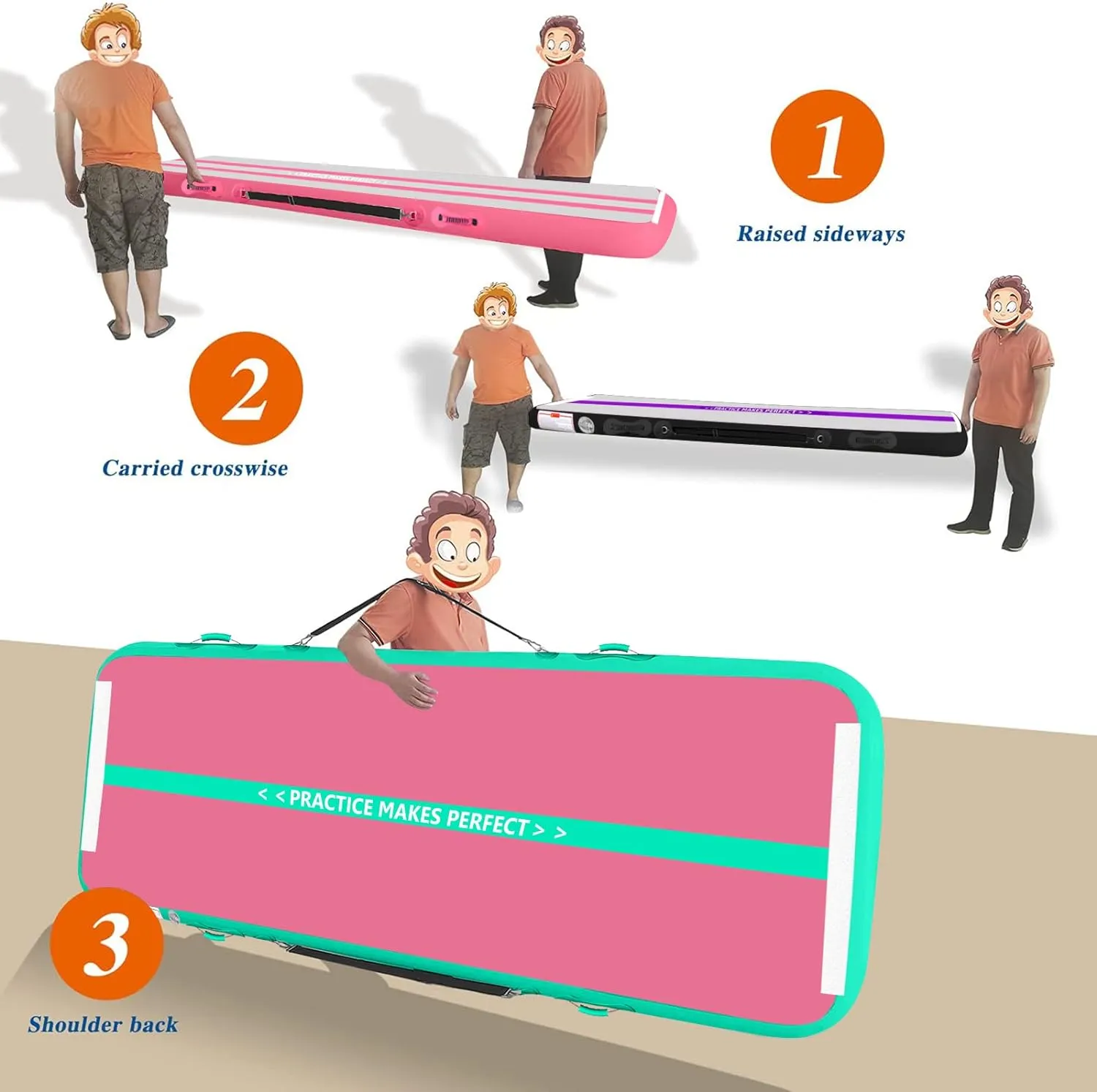 VOFiTNY All Purpose Gymnastics Mat 6.6/10/13/16/20 ft Sturdy Inflatable Tumble Track for Home/Gym