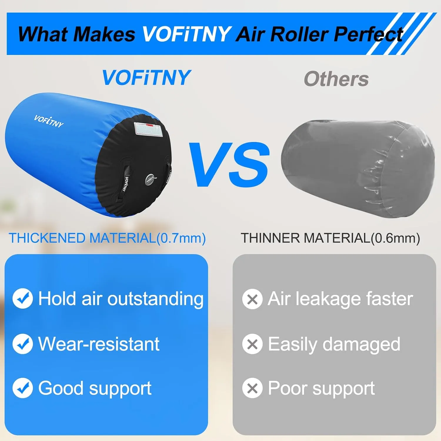 VOFiTNY Gymnastics Air Barrel Air Roller, Tumbling Trainer Octagon Mat Roller Back-bend for Home/Gym, Do Not Include Pump
