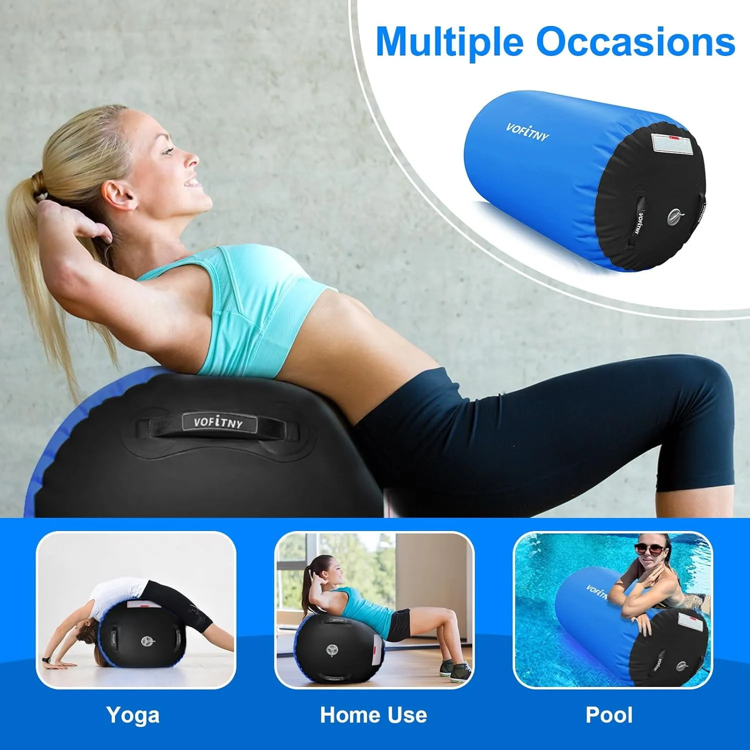 VOFiTNY Gymnastics Air Barrel Air Roller, Tumbling Trainer Octagon Mat Roller Back-bend for Home/Gym, Do Not Include Pump