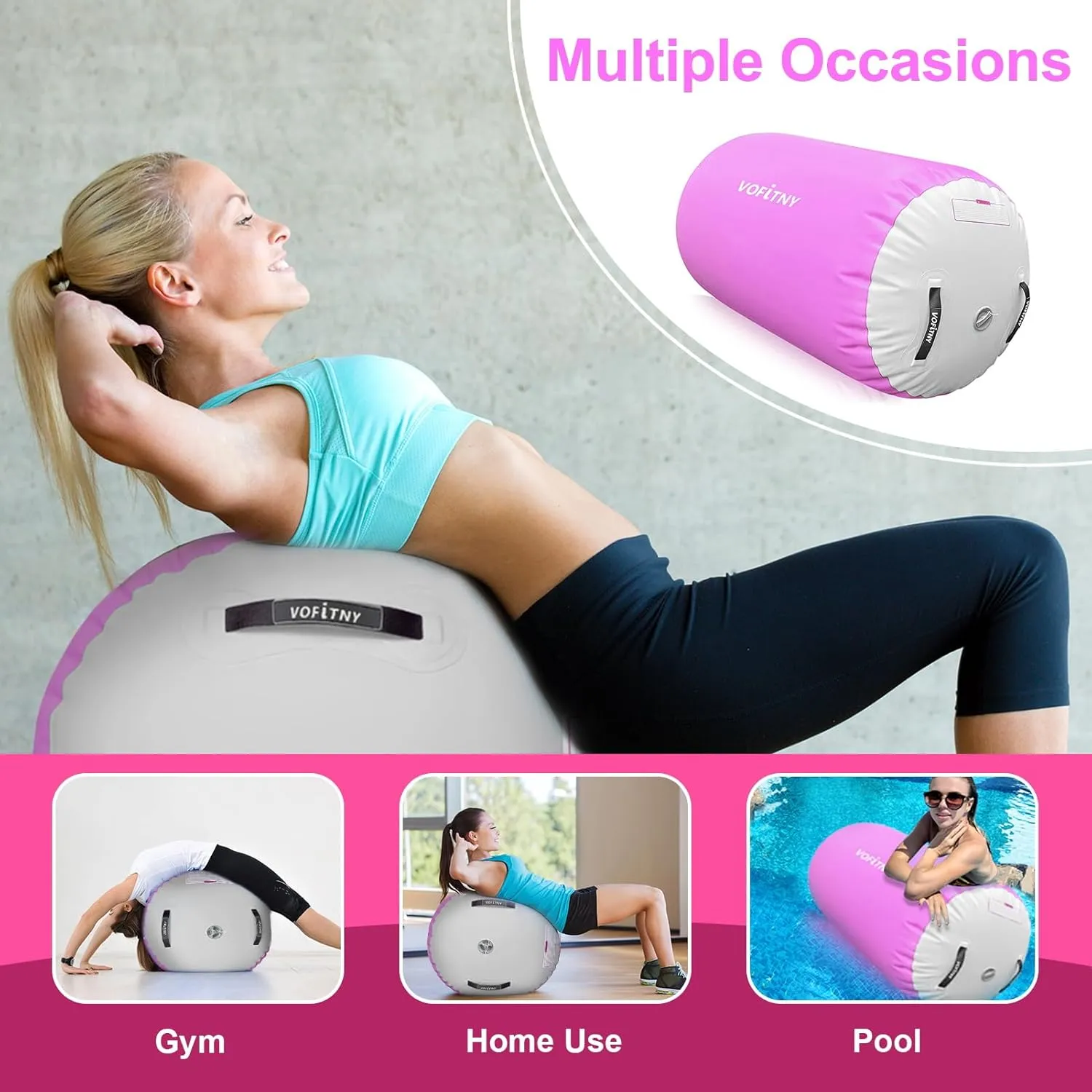 VOFiTNY Gymnastics Air Barrel Air Roller, Tumbling Trainer Octagon Mat Roller Back-bend for Home/Gym, Do Not Include Pump