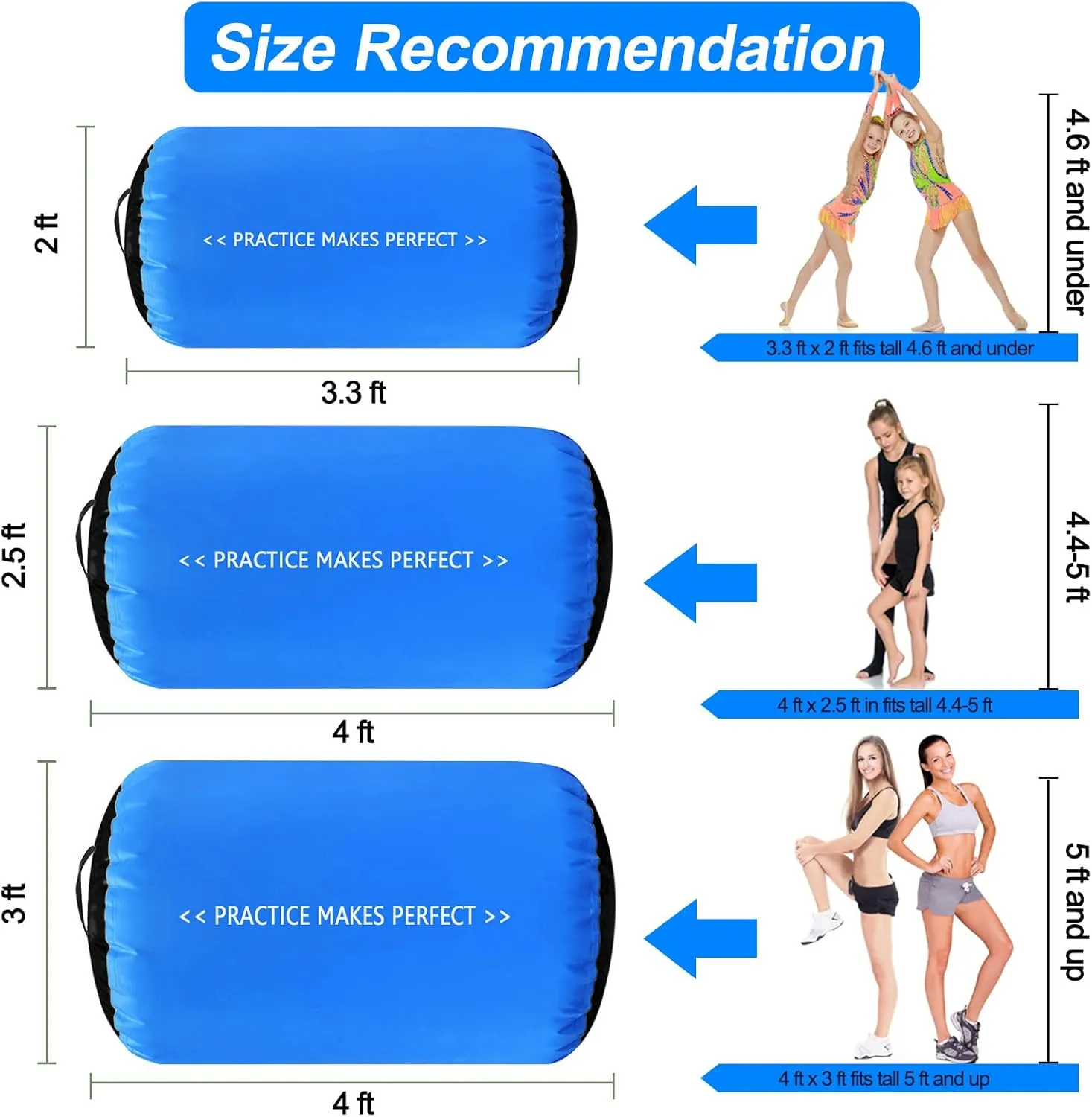 VOFiTNY Gymnastics Air Barrel Air Roller, Tumbling Trainer Octagon Mat Roller Back-bend for Home/Gym, Do Not Include Pump