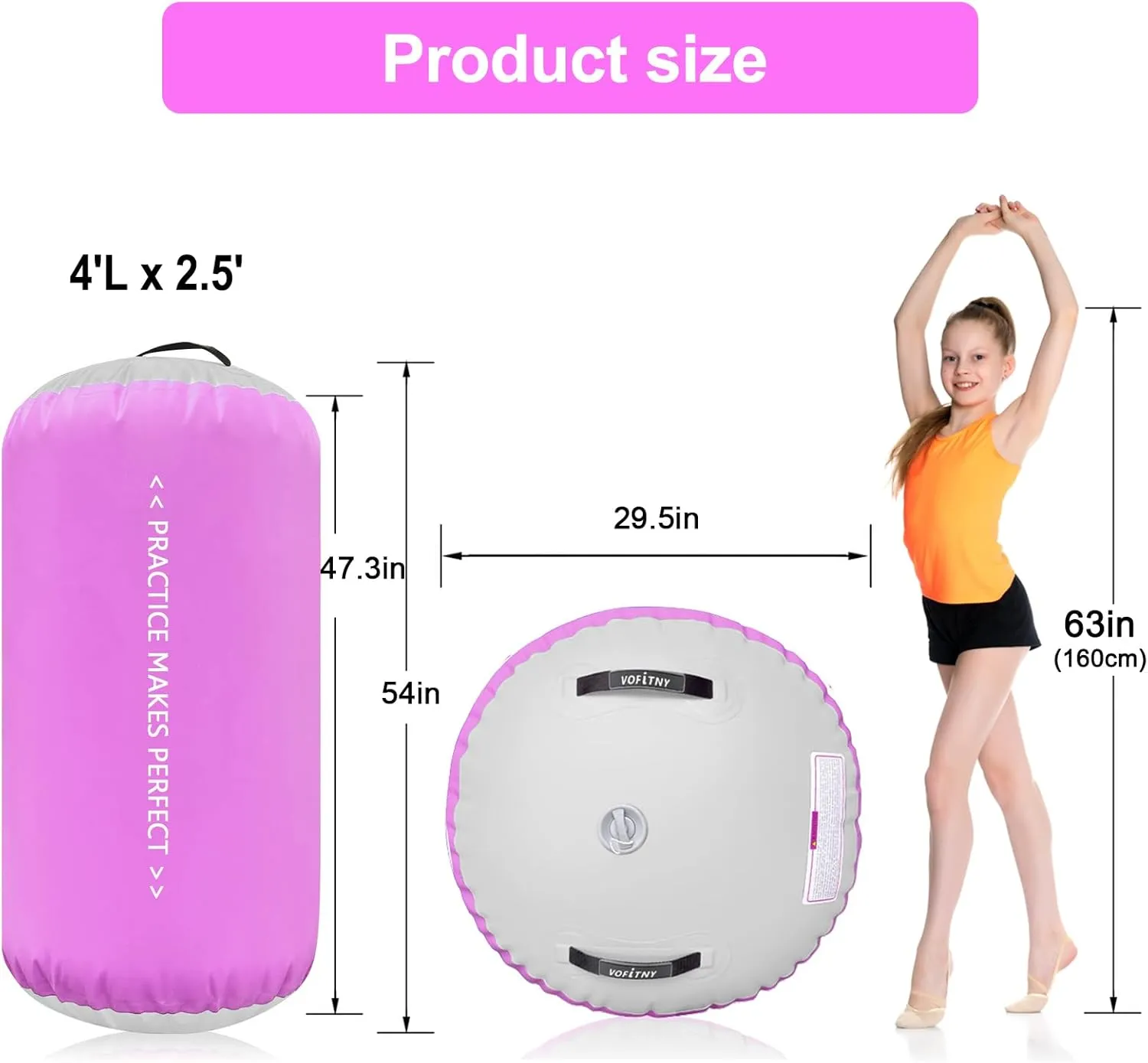 VOFiTNY Gymnastics Air Barrel Air Roller, Tumbling Trainer Octagon Mat Roller Back-bend for Home/Gym, Do Not Include Pump