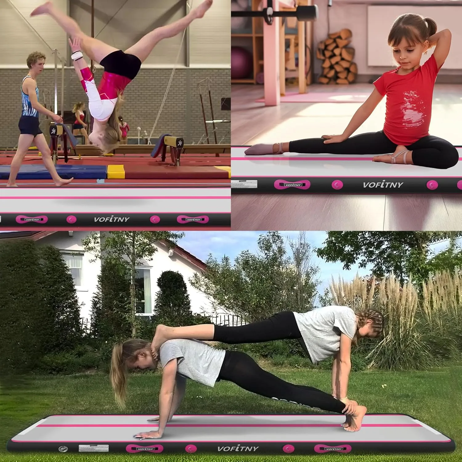 VOFiTNY Inflatable Gymnastics Mat with Tumbling Barrel, Tumble Track Mats for Gymnastics, 3.3'L x 2'D Air Roller Gymnastics Barrel Tumbling Track for Home&Gym, with 600W Electric Air Pump