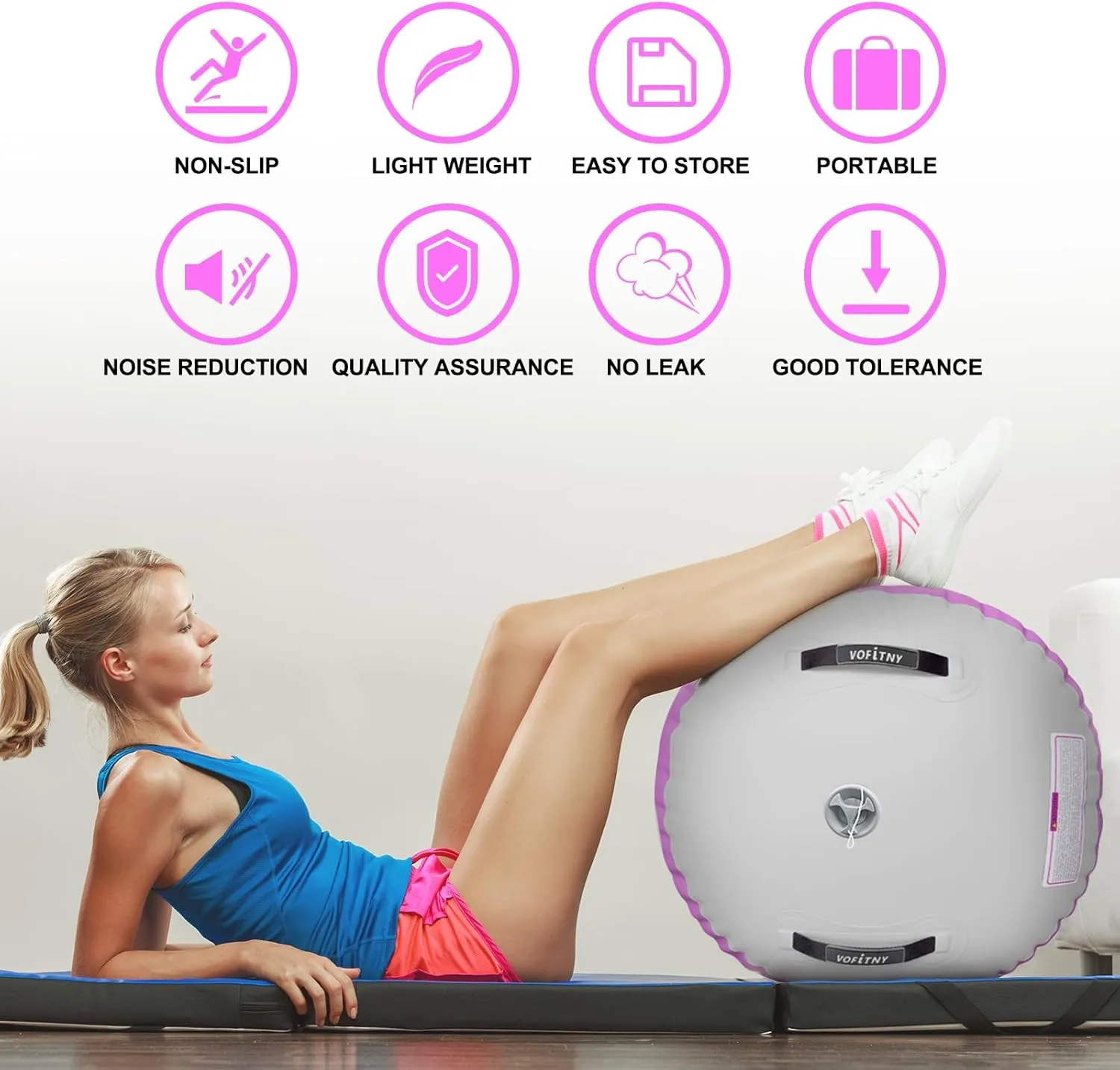 VOFiTNY Inflatable Gymnastics Mat with Tumbling Barrel, Tumble Track Mats for Gymnastics, 3.3'L x 2'D Air Roller Gymnastics Barrel Tumbling Track for Home&Gym, with 600W Electric Air Pump