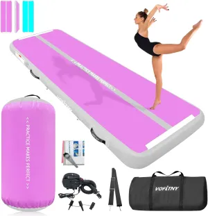 VOFiTNY Inflatable Gymnastics Mat with Tumbling Barrel, Tumble Track Mats for Gymnastics, 3.3'L x 2'D Air Roller Gymnastics Barrel Tumbling Track for Home&Gym, with 600W Electric Air Pump