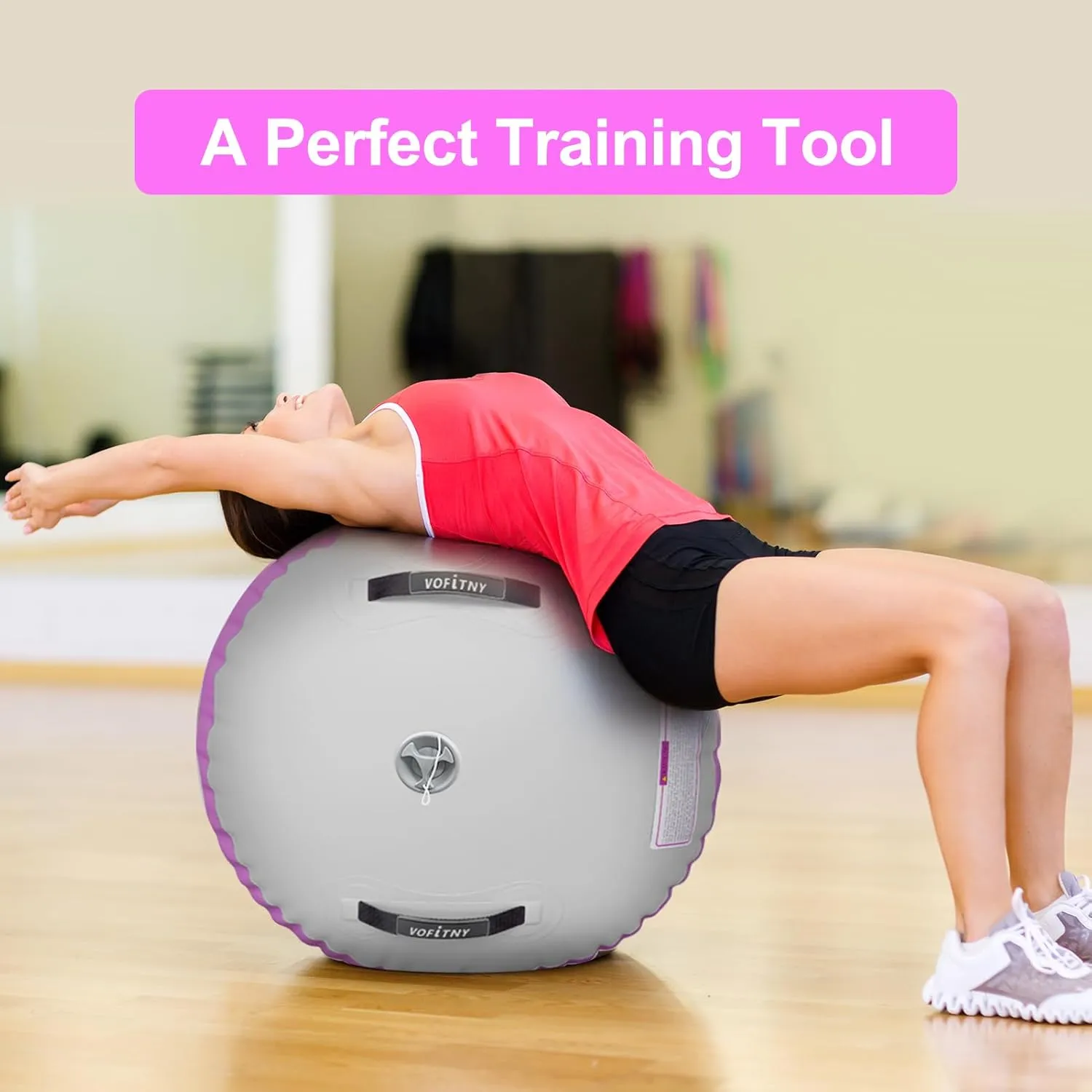 VOFiTNY Inflatable Gymnastics Mat with Tumbling Barrel, Tumble Track Mats for Gymnastics, 3.3'L x 2'D Air Roller Gymnastics Barrel Tumbling Track for Home&Gym, with 600W Electric Air Pump