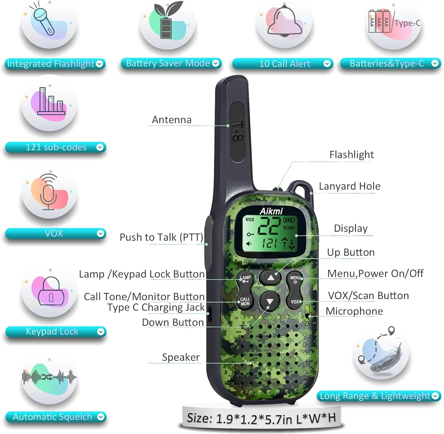 Walkie Talkies for Kids Toys Boys Gifts Aged 5  Long Range 2 Way Radio for Camping Hunting Hiking Outdoor Game 6 7 8 9 10 Year Old Birthday Present for Kids