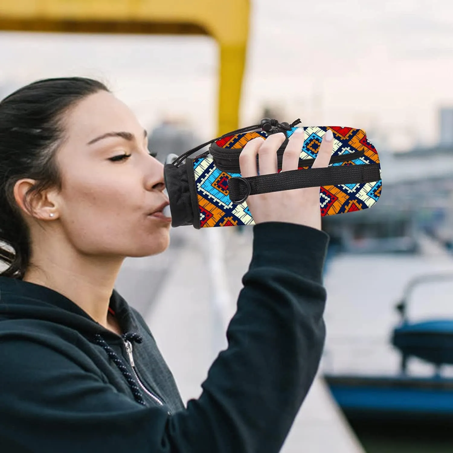 Water Bottle Carrier Bag Holder 25oz 32oz 40oz 64oz Insulated Water Bottle Sling Sleeve Case Cover with Strap Pockets
