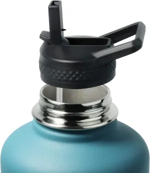 Water Bottle Lid, Flip Straw Lid with Straws and Brush BPA-Free Leak Proof Wide Mouth Replacement Cap for 64oz Insulated Water Bottle Accessories
