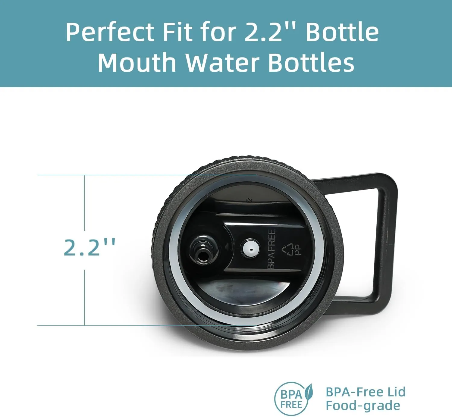 Water Bottle Lid, Flip Straw Lid with Straws and Brush BPA-Free Leak Proof Wide Mouth Replacement Cap for 64oz Insulated Water Bottle Accessories