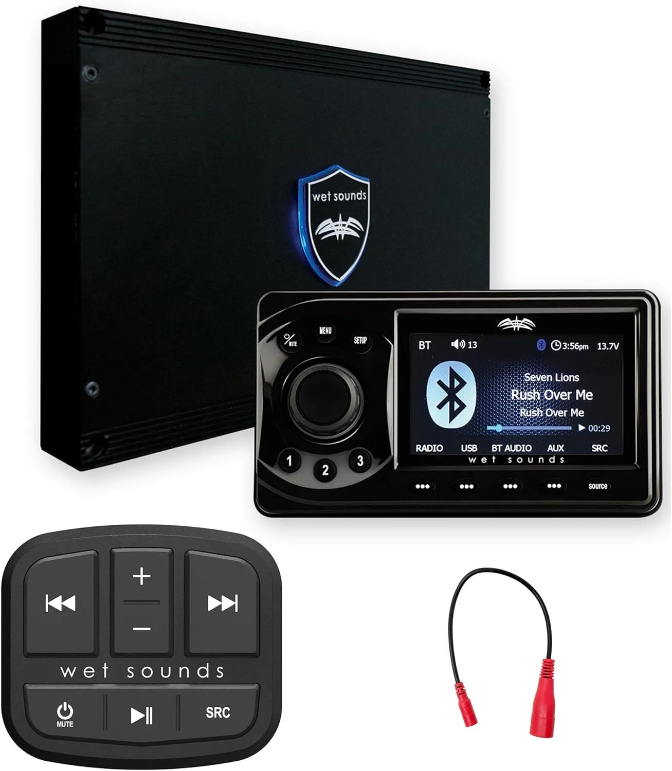 Wet Sounds WS-MC-1 Marine Digital Media Receiver and MC-TR-Mini Mini Transom Remote with 25' Cable (Software Update Required)