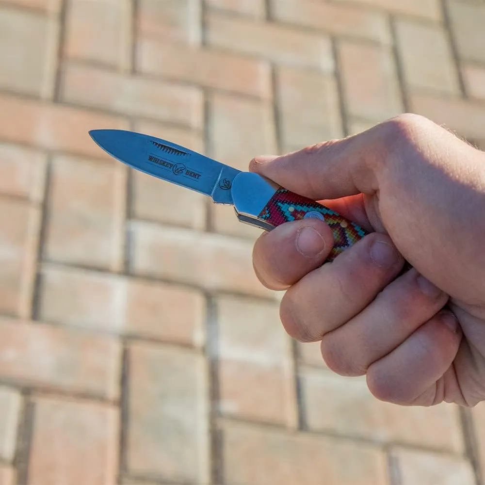 WHISKEY BENT HAT CO. Traditional Canoe Folding Knife 3.63" Closed Length 440C Stainless Steel Blades (The Warrior)