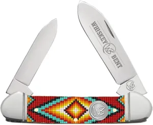 WHISKEY BENT HAT CO. Traditional Canoe Folding Knife 3.63" Closed Length 440C Stainless Steel Blades (The Warrior)