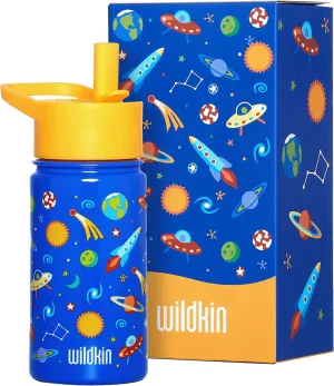 Wildkin Kids 14oz Stainless Steel Water Bottle – BPA-Free, Leakproof, Insulated, Easy-Clean - Out of this World