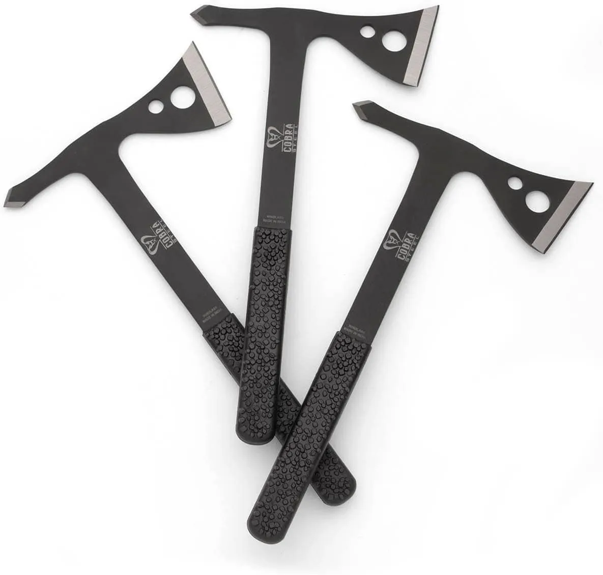 Windlass Cobra Steel Tactical Throwing Axe Set - Lightweight with Sharpened Back Spike, Rubber Handle, and Fabric Belt Sheath
