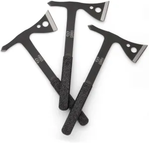 Windlass High Carbon Steel Tactical Lightweight Throwing Axe Kit with Booklet, Set of 3 Tomahawks with Sharpened Backspike, Rubber Handle and Belt Sheath